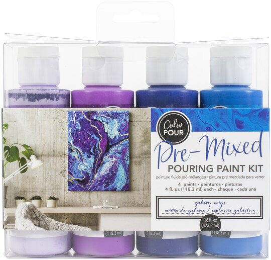 American Crafts; American Crafts Color Pour Pre-Mixed Paint Kit 4/Pkg-Galaxy Surge; Category:Apparel Accessories; Image:1